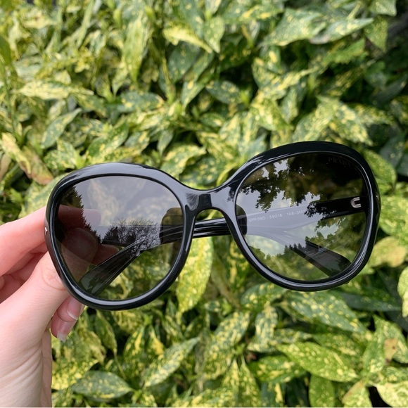 Prada Black SPR 09O Logo Sunglasses | NO CASE | Designer Eyewear Made in Italy - Picture 1 of 9